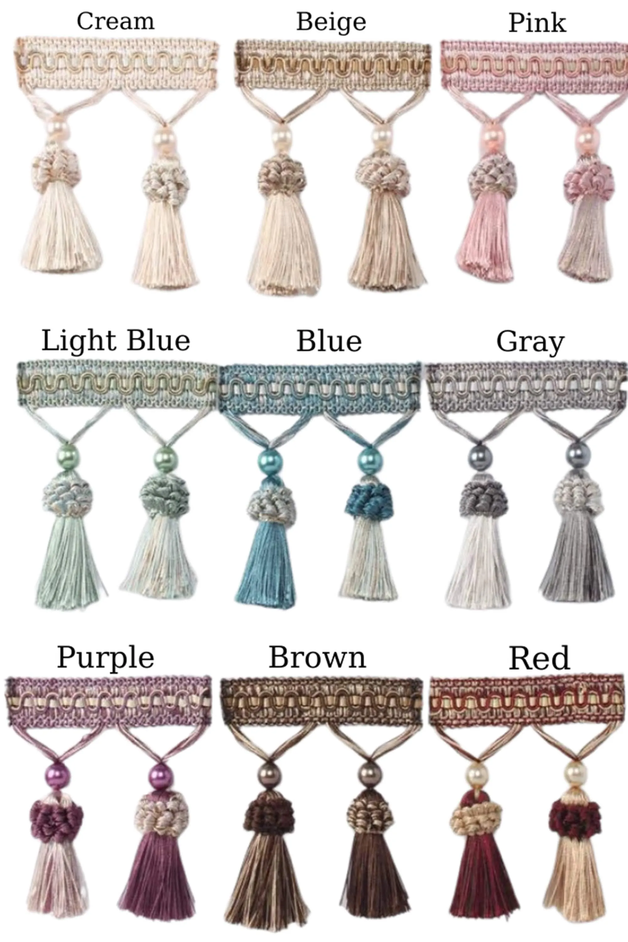 115 mm Tassel Fringe Trim in 5 Colors, 4.52 inches Gimp Header, lampshade trim by the yard, Fringe for Drapery, Tassel trim, Curtain Trim