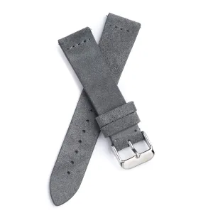 18mm 20mm 22mm Quick Release Suede Leather Watch Strap - Grey