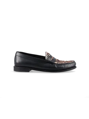 animal print leather penny loafers