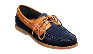 Barker Wallis Moccasin Shoe - Navy Suede/Cedar