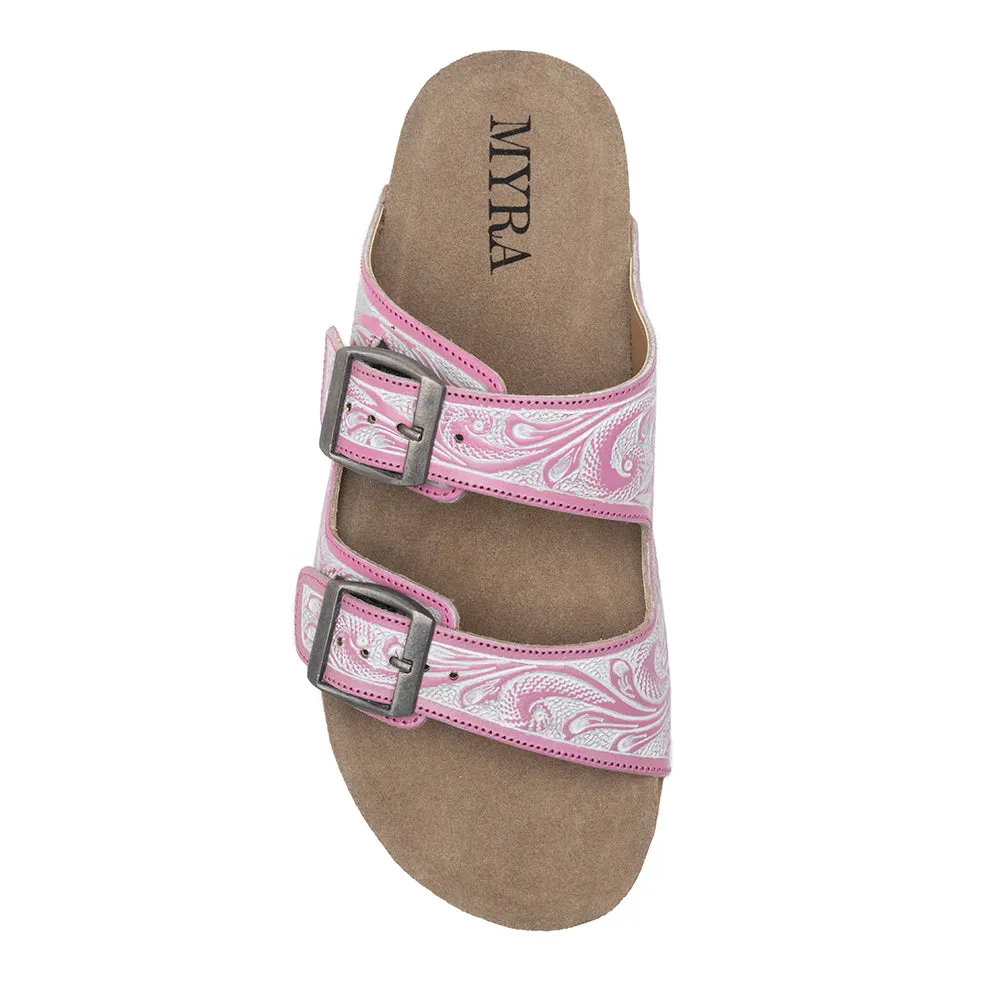 Blossom Glimmer Hand-tooled Sandals