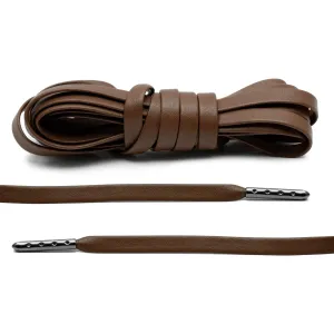 Brown Luxury Leather Laces - Gunmetal Plated