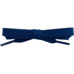 Cotton Flat 3/8" Laces Custom Length with Tip - Navy Blue (1 Pair Pack) Shoelaces