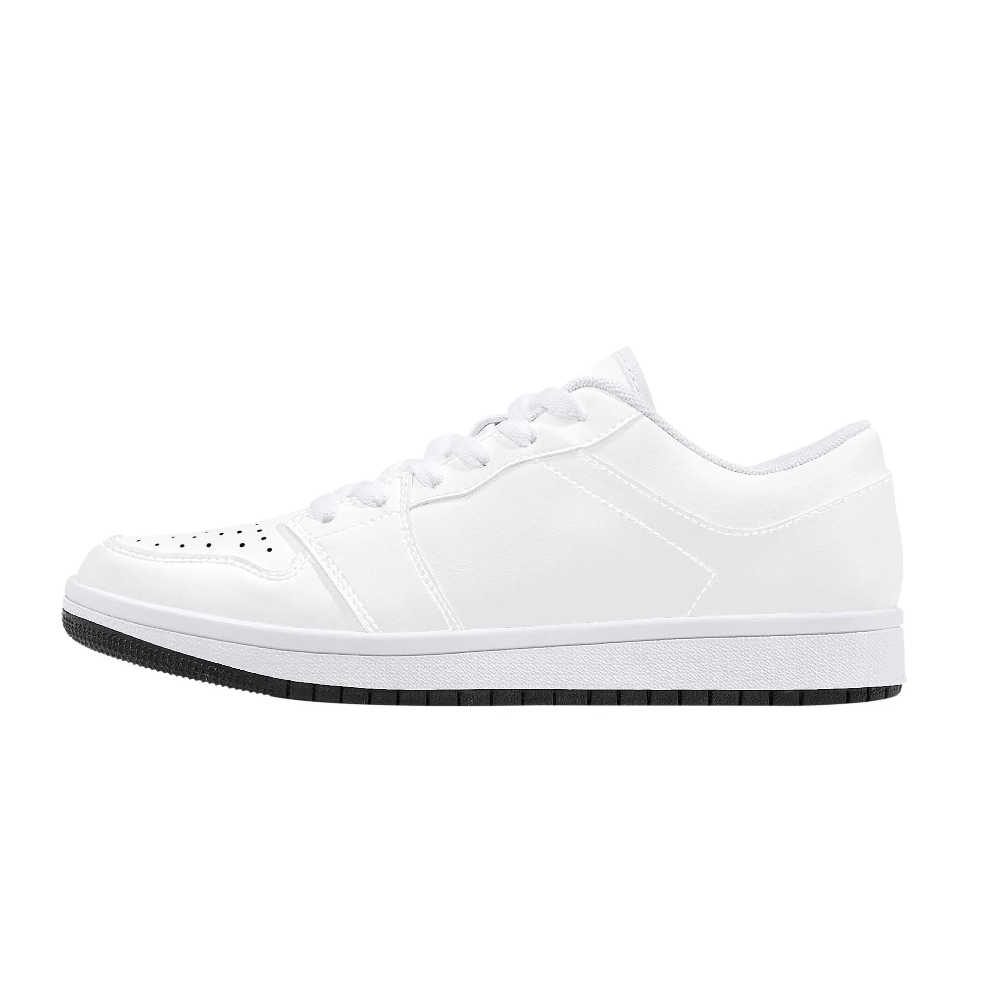 Custom Low Top Leather Sneakers -White D15