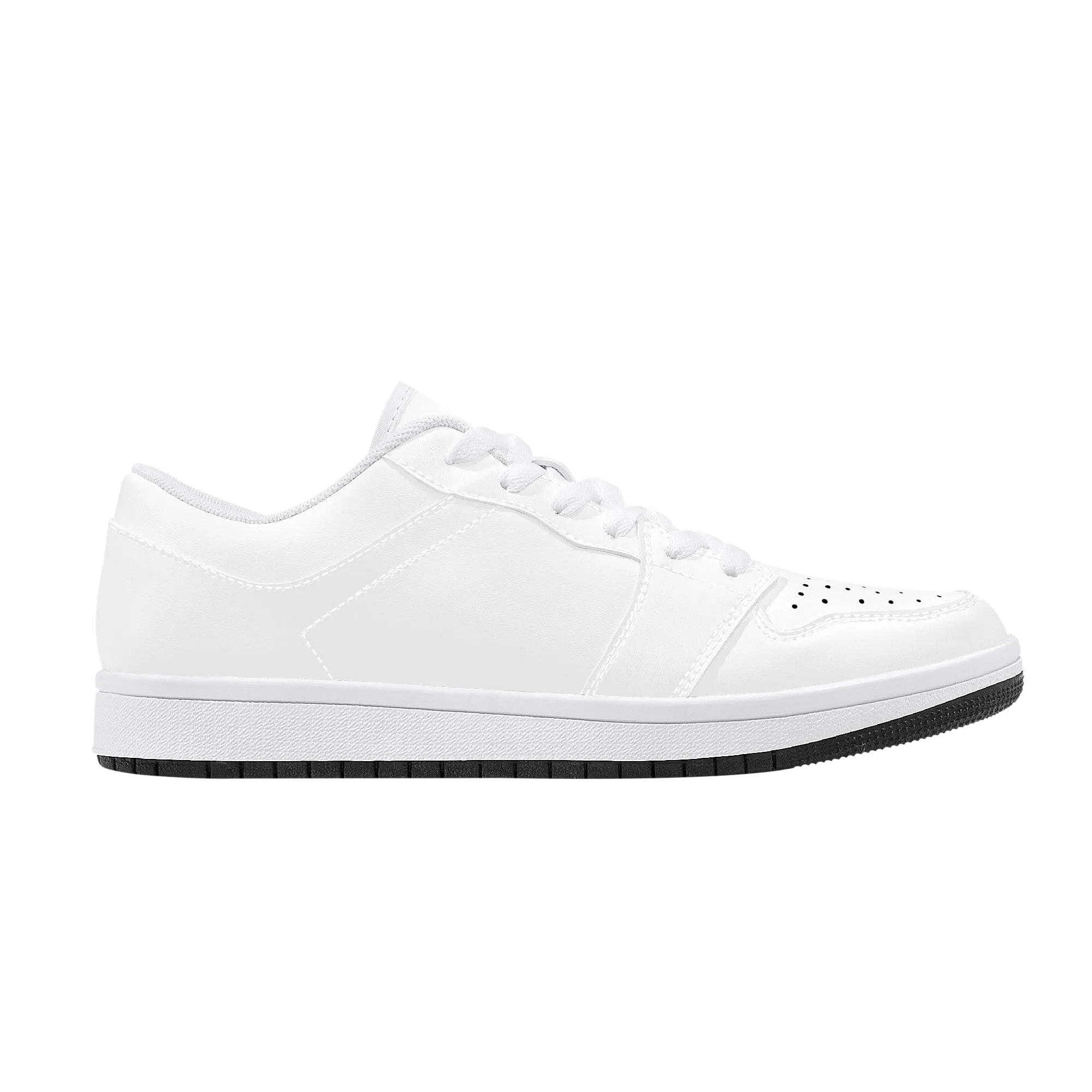 Custom Low Top Leather Sneakers -White D15