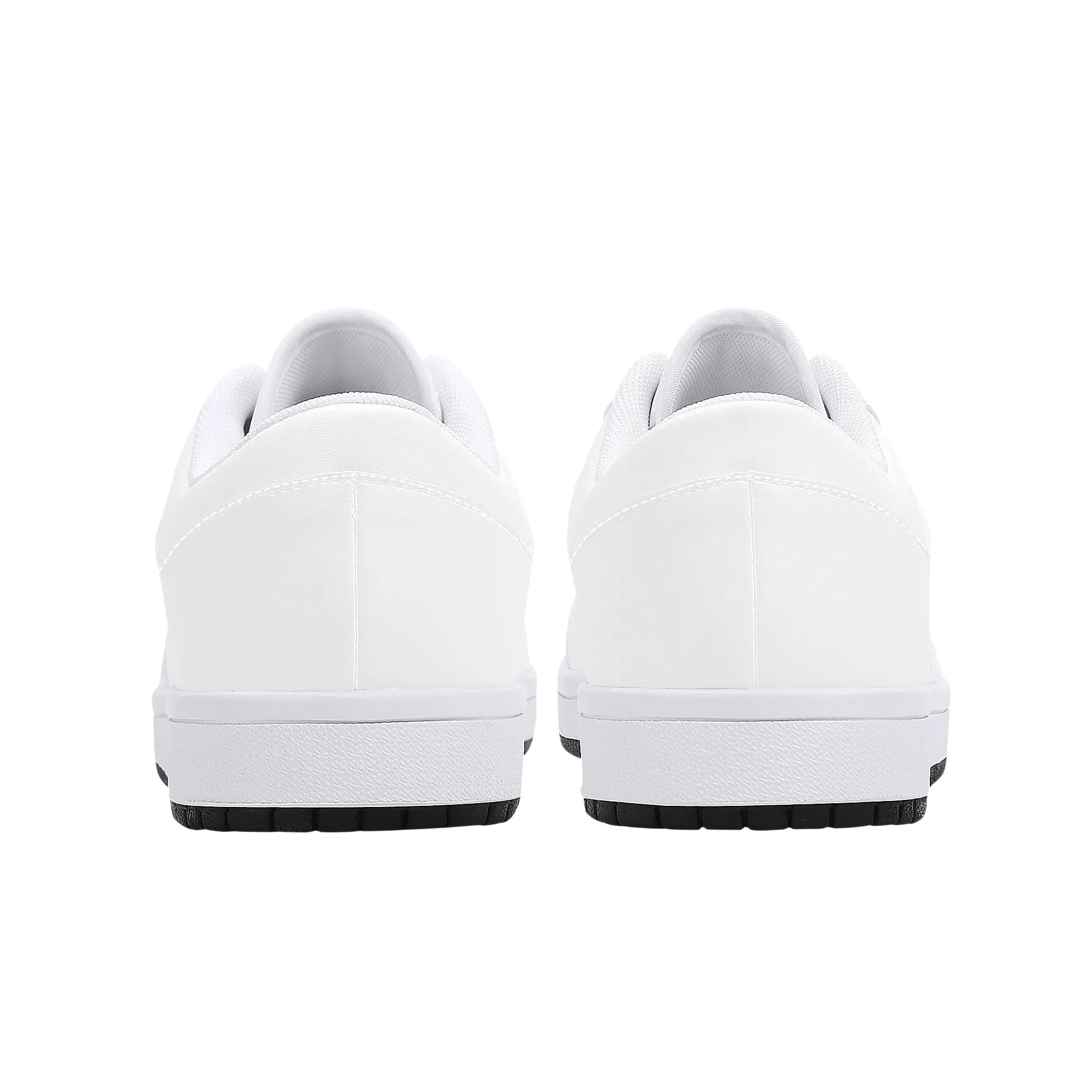 Custom Low Top Leather Sneakers -White D15