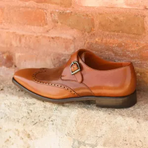 DapperFam Brenno in Cognac / Med Brown Men's Italian Leather Single Monk