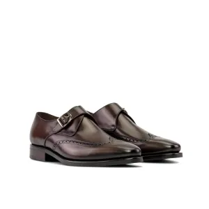 DapperFam Brenno in Dark Brown Men's Italian Leather Single Monk