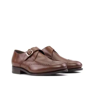 DapperFam Brenno in Med Brown Men's Italian Leather Single Monk