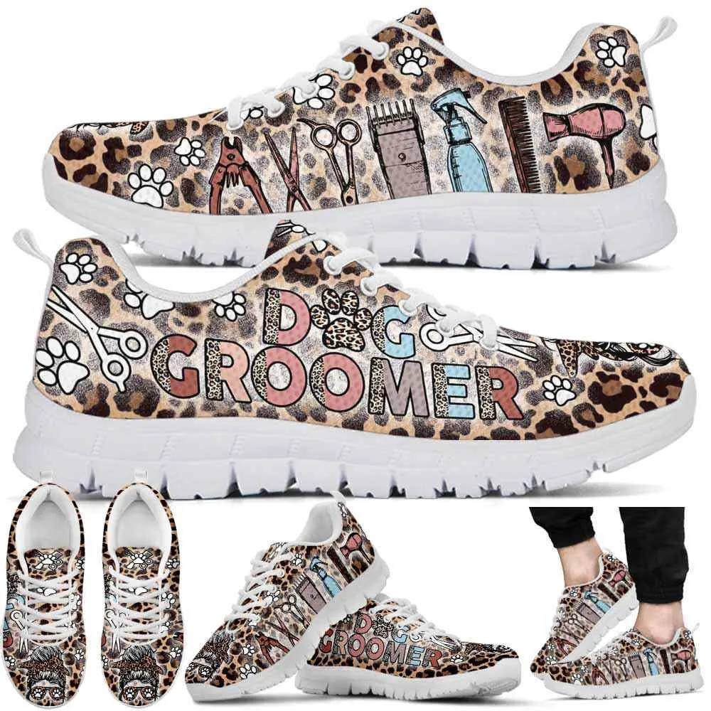 Dog Groomer Sneaker, Dog Groomer Tool Leopard Sneakers Shoes, Best Running Shoes, Unique Gifts For Dog Lovers