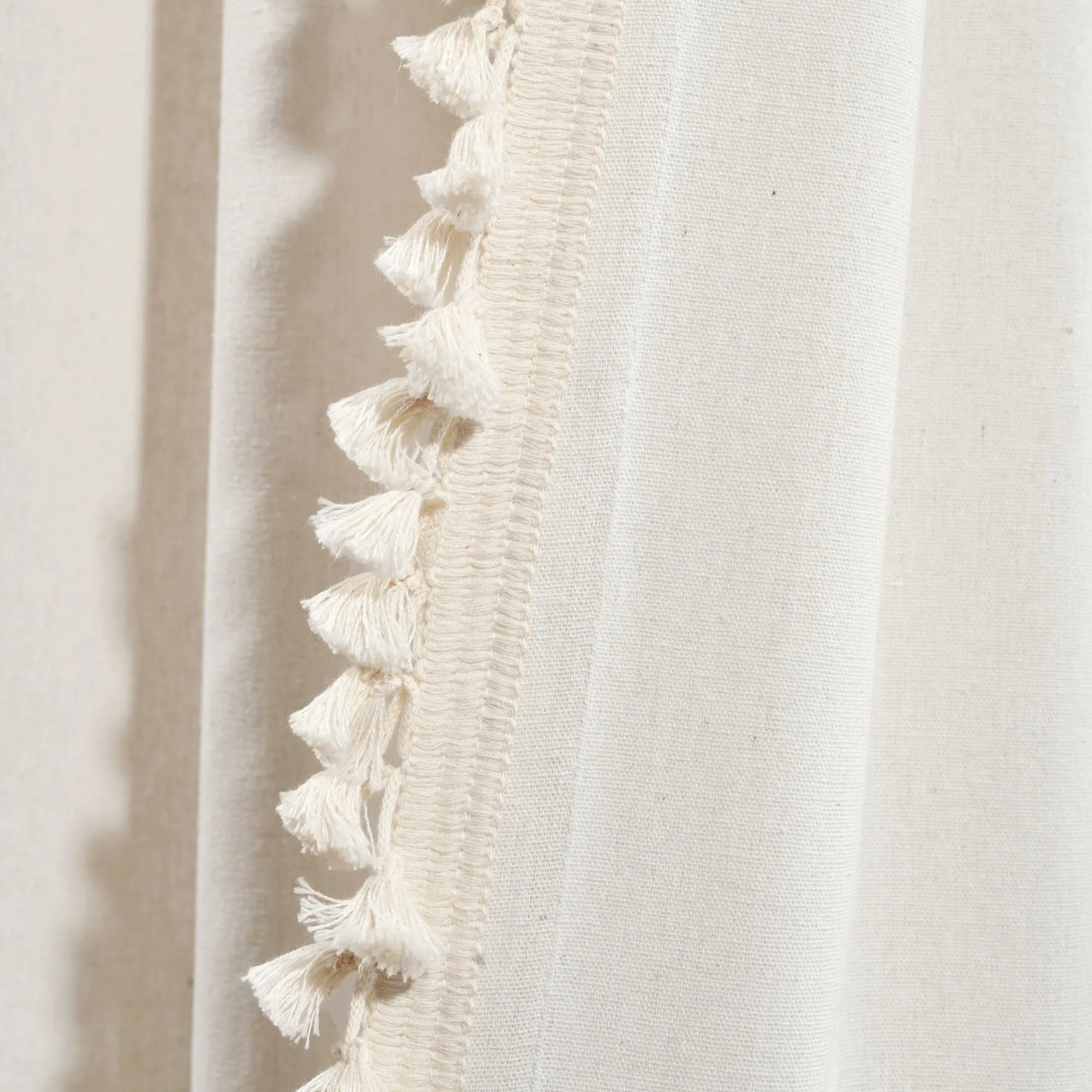 Faux Linen Tassel Window Curtain Panel