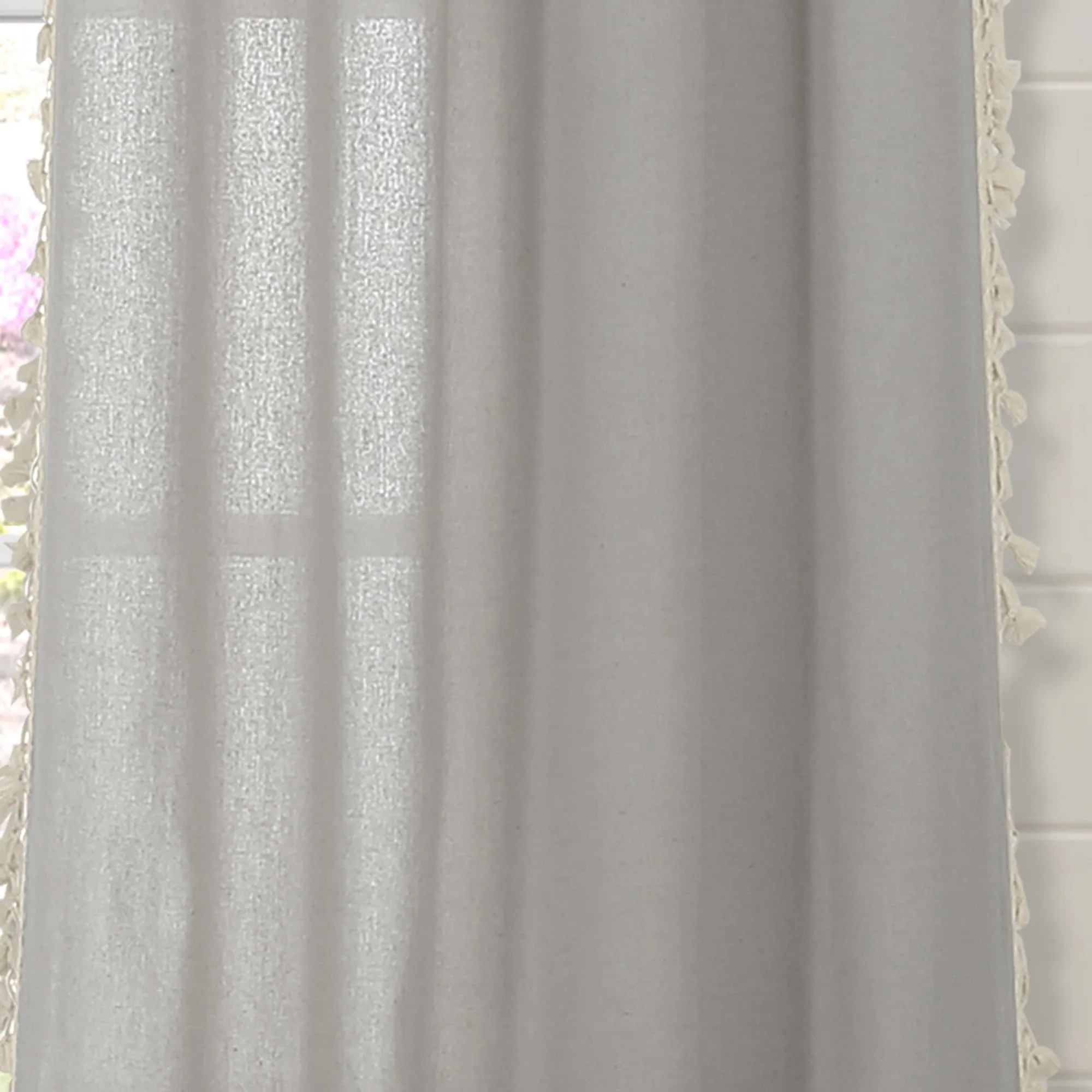 Faux Linen Tassel Window Curtain Panel