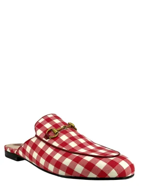 Gucci Princetown Horsebit Gingham Mules Size 10