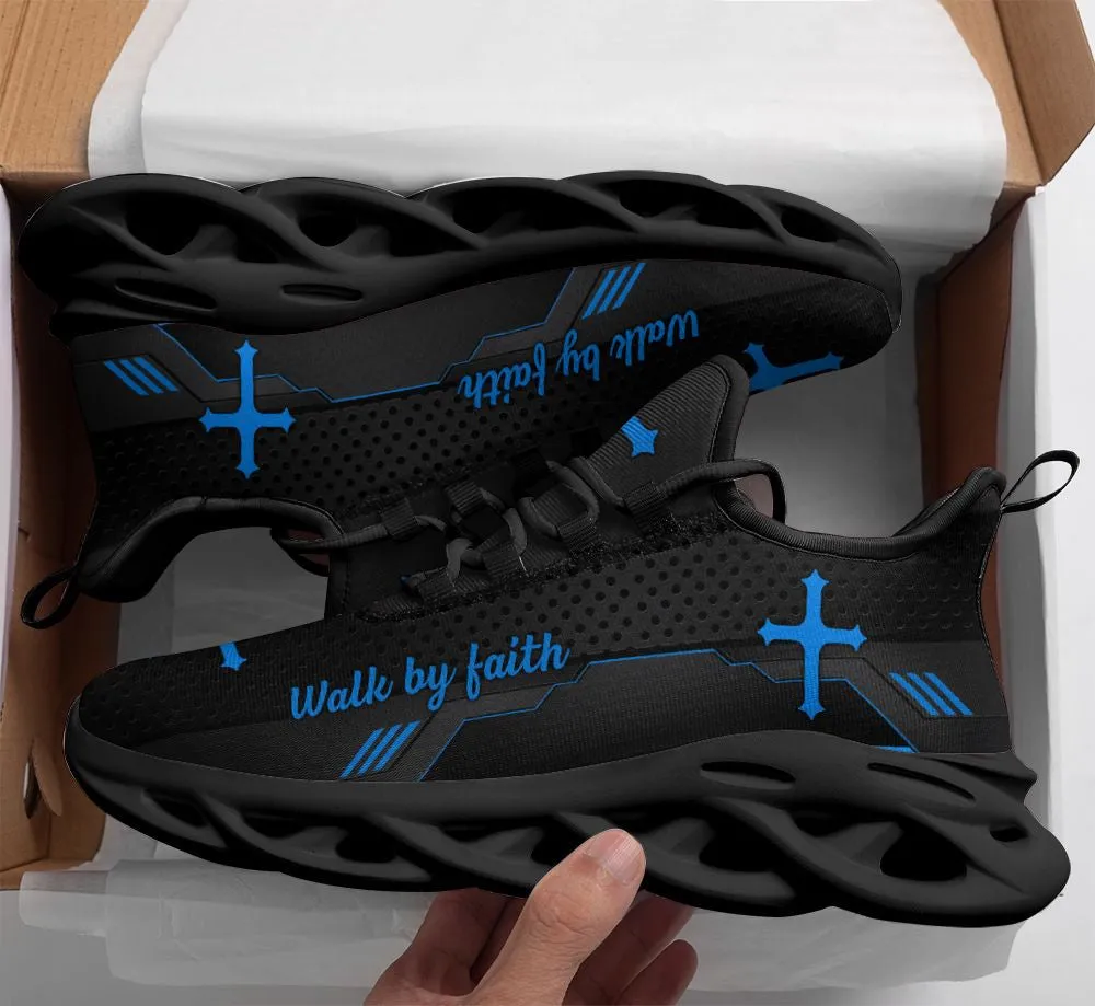 Jesus Black Walk By Faith Running Sneakers 2 Max Soul Shoes - Christian Shoes For Men And Women