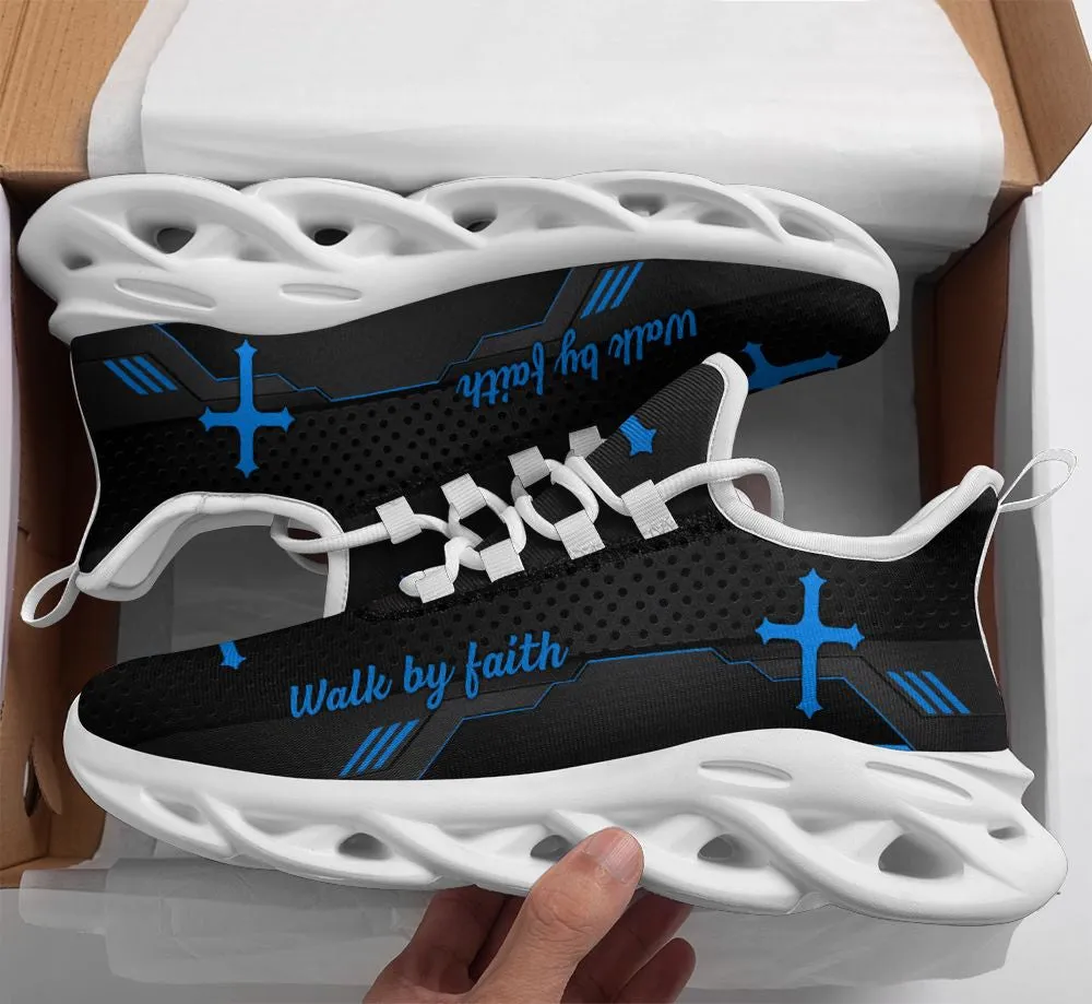 Jesus Black Walk By Faith Running Sneakers 2 Max Soul Shoes - Christian Shoes For Men And Women