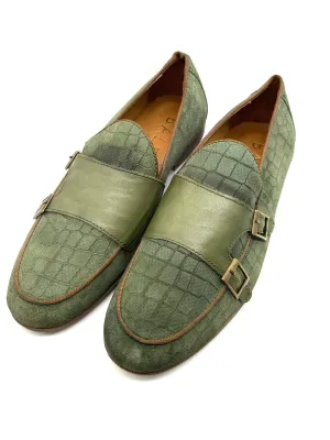 Monk Strap Croc Loafer Shoe - Khaki