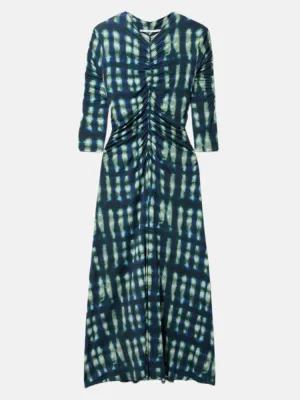 Natalee Ruched Tie Dyed Stretch Jersey Midi Dress