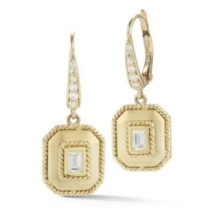 Penny Preville Satin Finish Emerald Cut Diamond Drop Earrings