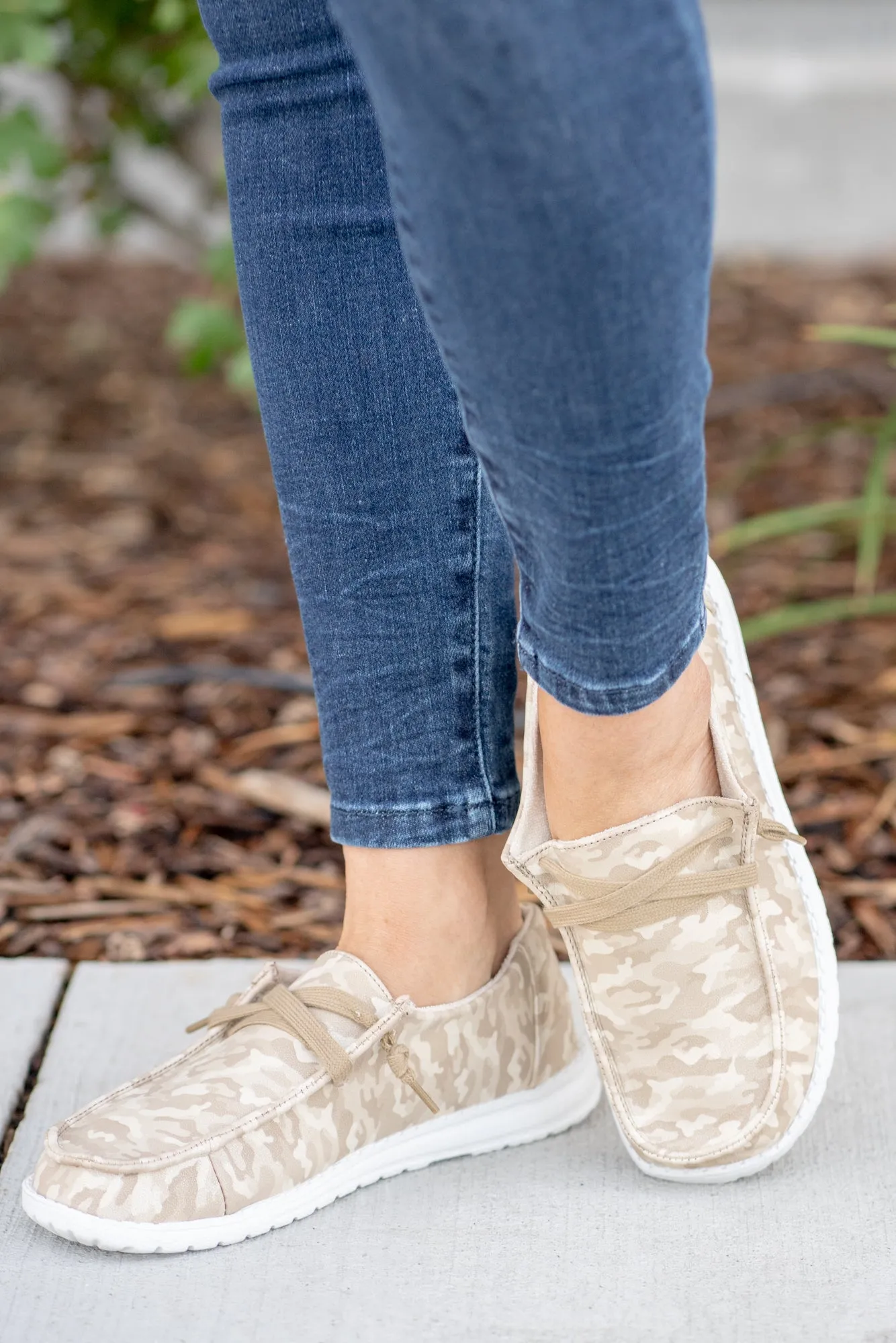 River Camo Print Boat Shoes - Nude