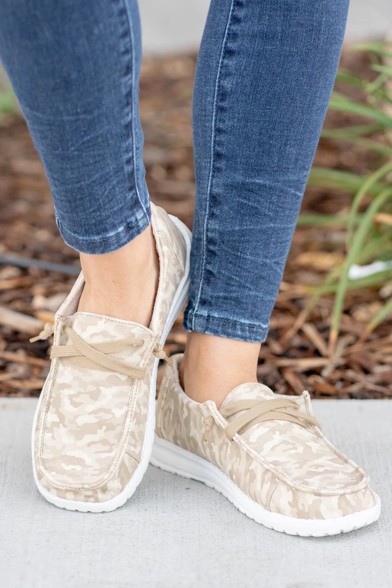 River Camo Print Boat Shoes - Nude