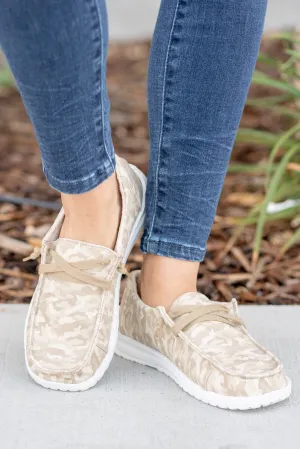 River Camo Print Boat Shoes - Nude