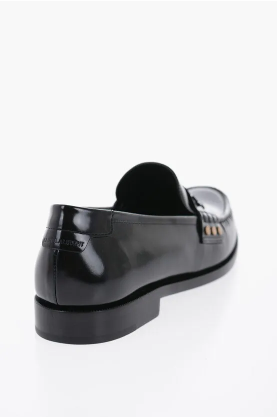 Saint Laurent Brushed Leather Penny Loafers