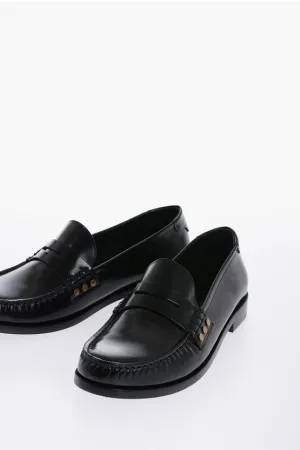 Saint Laurent Brushed Leather Penny Loafers