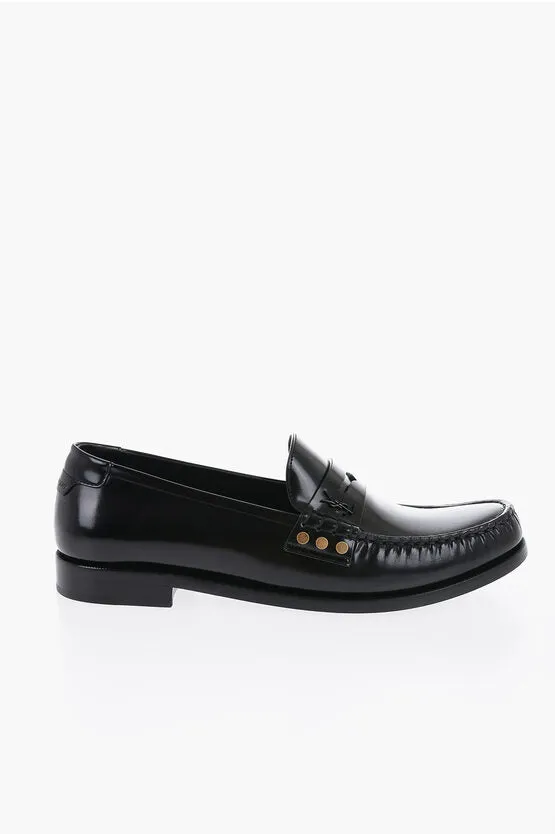 Saint Laurent Brushed Leather Penny Loafers