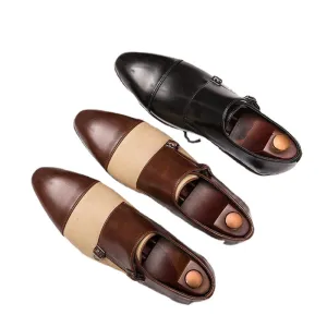 Shoes Men Buckle Monk Shoes British Style Stitching Business Dress Shoes