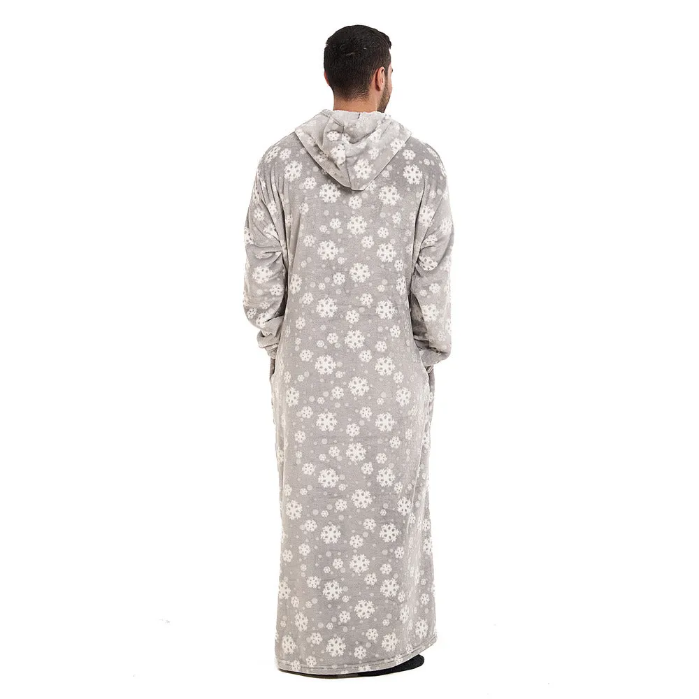 Snuggs Monk Wearable Blanket Snowflakes Grey