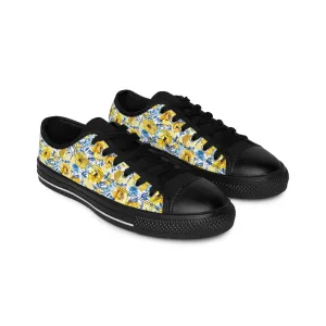 Yellow Watercolor Flowers Women's Sneakers